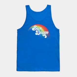 San Diego // Faded Retro Rainbow Typography Design Tank Top